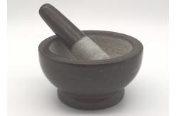 China Black Stone Mortar And Pestle , Garlic Grinder Stone Environment Friendly supplier
