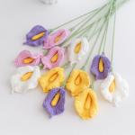 Handmade Yarn Flower Bouquet - Knitted Calla Lily Artificial Blooms, Crochet Floral Arrangement for sale