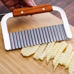 Wavy Crinkle Cutting Chopping Tools Stainless Steel Potato Slicer With Wooden Handle for sale