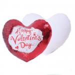 Personalized Heart Shape Sublimation Sequin Pillow Covers Heat Transfer Glitter Cushion Cover for sale