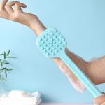 2 In 1 Long Handle Silicone Bath Body Cleaning Brush For Exfoliating