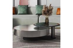 China 80X32 Stainless Steel Circle Round Glass Top Coffee Table Black Gold Base supplier