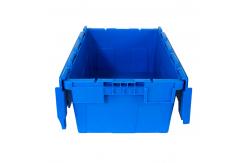 China 600x400x260mm Heavy Plastic Stackable Turnover Crate with Lid Custom Logo Printing supplier