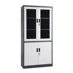 Glass Four Door Iron KD Steel File Cupboard With 3 Shelves for sale