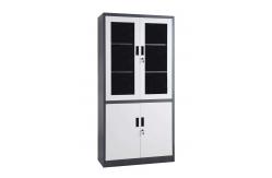 China Glass Four Door Iron KD Steel File Cupboard With 3 Shelves supplier