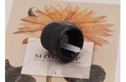 China CRC Essential Oil Plastic Screw Caps Plastic Black With Insert 18mm Tamper Evident supplier