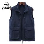 Multi Pockets Cargoes Waistcoat Solid Color Utility Zipper Sleeveless Sherpa Windbreaker Softshell Vest for Mens for sale