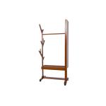 Movable Soild Wood Coat Coat Hanger Stand With Turning Mirror / Shelves