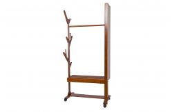 China Movable Soild Wood Coat Coat Hanger Stand With Turning Mirror / Shelves supplier