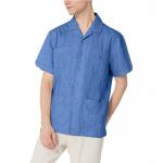 Cuban Guayabera Mens Casual Short Sleeve Shirts 100% Linen With 4 Pockets for sale