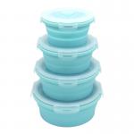 Round 350ml 540ml 800ml 1200ml Silicone Collapsible Lunch Box