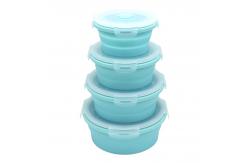 China Round 350ml 540ml 800ml 1200ml Silicone Collapsible Lunch Box supplier