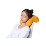 Yellow / Blue Therapeutic Memory Foam Travel Neck Pillow With Washable Cover