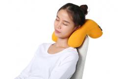 China Yellow / Blue Therapeutic Memory Foam Travel Neck Pillow With Washable Cover supplier