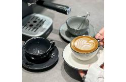 China Light Luxury Coffee Cup Ceramic Electroplated Silver Edge Exquisite Tea Coffee Set supplier