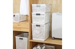 China 46*35cm 3 Tier Washing Basket White Plastic Laundry Hamper Home Use supplier