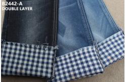 China 403gsm Lattice Double Layer Dobby Denim Fabric Denim Jacket Material supplier