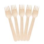 Disposable Wooden Biodegradable Cutlery Forks 160mm 6.3 Inch for sale
