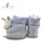 Safty Soft Infant Warm Shoes Blue Cute Unicorn Shoes Plush Animal for sale