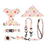 Custom Logo Designer's Top Pick Personalized Dog Harness Set with Bowknot Decoration Bandana and Adjustable Collar Leash for sale