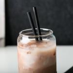 Reusable Borosilicate Glass Tumbler With Straws , Stain Free Glass Cappuccino Cups