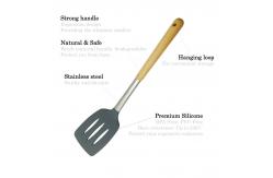 China Wood Handle Kitchen Spatula Set , Spatula Kitchen Utensils Holiday Use supplier