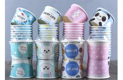 China Ice Cream Disposable Paper Cup Embossing Printed With Paper Lid Cover supplier