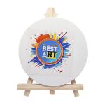 Pure Cotton Round Blank Stretched Canvas With Tabletop Easel For Kids Drawing