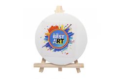 China Pure Cotton Round Blank Stretched Canvas With Tabletop Easel For Kids Drawing supplier