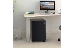 China 3 Drawer Black Mobile Metal File Cabinet With Anti-Tilt Mechanism supplier