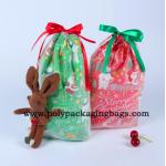 Exquisite 0.075mm Plastic Drawstring Christmas Gift Bags for sale