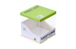 China Clear Cake Box With Green Lid Transparent Birthday Packaging For Bakeries Desserts supplier