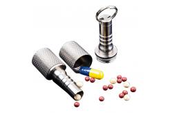 China 7 Day Round Shape Aluminum Pill Can Box For Keychain Purple Case supplier