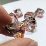 Red & black Foil mixed smoke crystals Resin Boarding Dice Set  dnd dice
