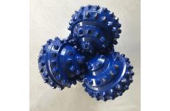 China Blue API Three Cones Bit Tri Roller Cone Bit Hard Faced Bearing Surface supplier