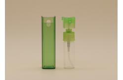 China Clear Green Refillable Glass Perfume Spray Bottles With AS Rectangle Bottle Cover supplier