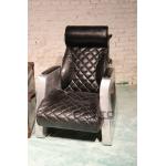 antique black leather chair with aluminium frame,#730B for sale
