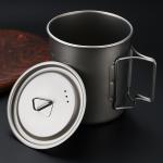 Pure Titanium Cup With Lid Outdoor Mug Camping Folding Cup