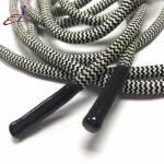 Black And White Custom Shoelace Silicone Dipped Tips Round Shoelace for sale