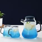 Handmade Glass Carafe With Cup , Large Water Carafe For Home / Restaurant
