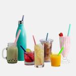 Washable Cocktail Silicone Smoothie Straws Harmless Multicolor