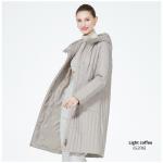 China Vertical Stripe Long Padded Jacket Grey Ladies Smart Casual Jackets Belt Desing Waist Version manufacturer