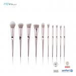 Plastic Handle Cosmetic 10pcs Face Makeup Brush Set Private Label for sale
