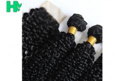China Peruvian Human Hair Kinky Curly Frontal Lace Closure With Bundles Double Weft supplier