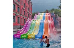 China 6 Lanes Fiberglass Mat Racer Water Slide Rainbow Racing Water Slides 10m Height supplier
