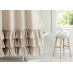 Customized Pure Linen Ruffle Shower Curtain HandMade White / Gray / Flax