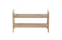 China Fashionable Rectangular 2 Tier Bamboo Shoe Rack Household Essentials supplier