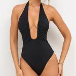 Elasticity Womens Solid Nylon Spandex Swimsuit in Medium for Beach and Pool for sale