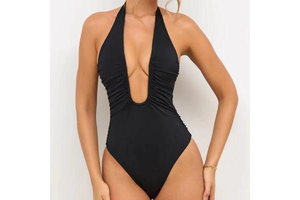 Elasticity Womens Solid Nylon Spandex Swimsuit in Medium for Beach and Pool