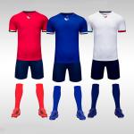 Polyester Fabric Plain Soccer Jerseys Casual Short Sleeved Blue V Neck Sweatshirt for sale